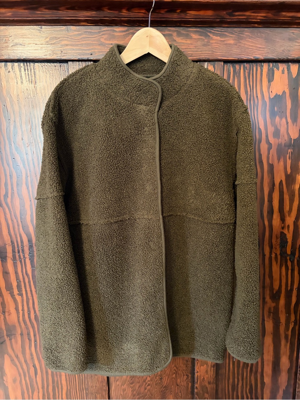 dip Olive Green Teddy Jacket - Women's Sherpa Coat